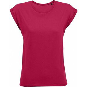 Sol's Módní lehké dámské tričko Melba s ohrnutými rukávky Barva: tmavá růžová, Velikost: S L01406