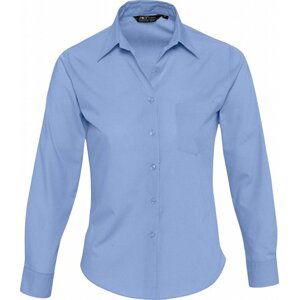 Dámská popelínová košile Sol's s dlouhým rukávem a kapsičkou Barva: Modrá střední, Velikost: L L621
