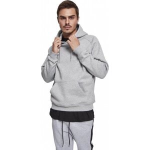 Teplá pánská mikina klokanka do pasu Urban Classics 380 g/m Barva: šedá světlá melír, Velikost: 5XL