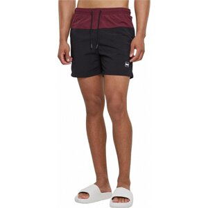 Barevné pánské plavky šortky s kontrastní šňůrkou Urban Classics Barva: cherry/black, Velikost: XL