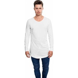 Prodloužené pánské triko Urban Classics s dlouhým rukávem Barva: Bílá, Velikost: M