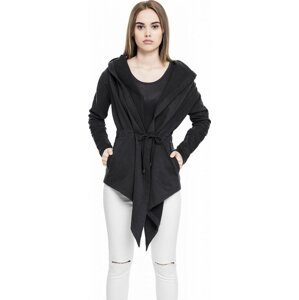 Elegantní zavazovací kardigan Urban Classics s kapucí Barva: Černá, Velikost: 4XL