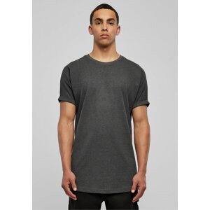 Prodloužené bavlněné triko Urban Classics s ohrnutými rukávy Barva: šedá uhlová, Velikost: 5XL
