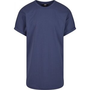 Prodloužené bavlněné triko Urban Classics s ohrnutými rukávy Barva: vintage modrá, Velikost: M
