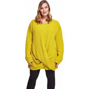 Dámský oversize svetr Urban Classics z polyakrylu s křížením na břiše Barva: lemonmustard, Velikost: XL