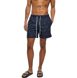 Šmrncovní pánské plavky šortky s vyšíváním Urban Classics Barva: palmtree/midnighnavy/white, Velikost: 3XL