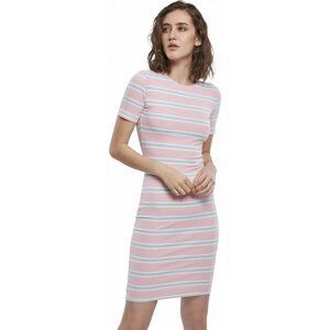 Strečové šaty s rukávky Urban Classics délka nad kolena Barva: růžová - modrá, Velikost: XL