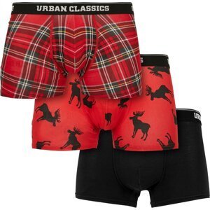 Pánské spodní prádlo boxerky Urban Classics, 3 balení Barva: kárované - vzor - černé, Velikost: M