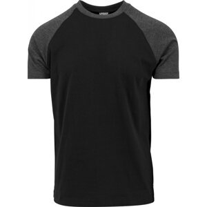 Pánské baseballové triko Urban Classics s krátkým kontrastním rukávem Barva: černá - uhlová, Velikost: L