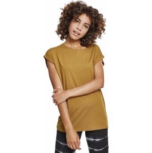 Dámské volné tričko Urban Classics s ohrnutými rukávky 100% bavlna Barva: hnědá světlá, Velikost: XXL