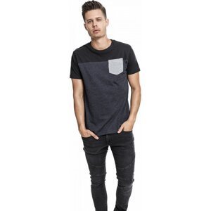 Trojbarevné prodloužené tričko Urban Classics s kapsičkou Barva: uhlová - černá - šedá, Velikost: M