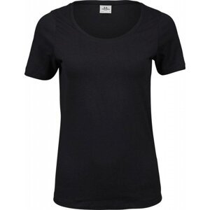 Prodloužené strečové tričko Tee Jays s kulatým lemem vysoká gramáž Barva: Černá, Velikost: 3XL TJ450
