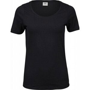 Prodloužené strečové tričko Tee Jays s kulatým lemem vysoká gramáž Barva: Černá, Velikost: L TJ450