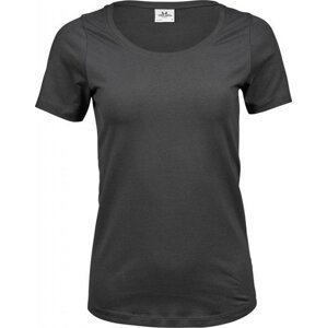 Prodloužené strečové tričko Tee Jays s kulatým lemem vysoká gramáž Barva: šedá tmavá, Velikost: S TJ450