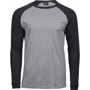 Baseballové triko Tee Jays s dlouhým rukávem 185 g/m Barva: černá - šedá světlá, Velikost: XL TJ5072