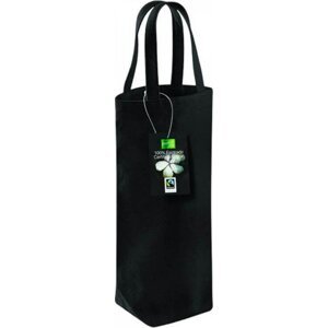 Westford Mill Fairtrade bavlněná taška na láhev o obsahu až 1,5 l Barva: Černá, Velikost: 8 x 27 x 8 cm WM620