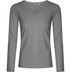 X.O by Promodoro Pružné dámské tričko do véčka s dlouhým rukávem Barva: šedá metalová, Velikost: XL XO1560