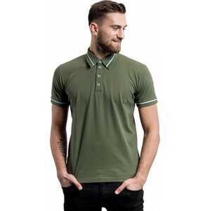 CityZen® Pánská polokošile Cityzen s kontrastním proužkem Barva: khaki - modrá nebeská, Velikost: 3XL