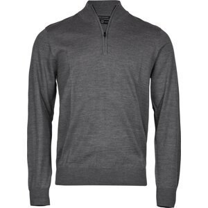 Tee Jays Pánský merino pulover s krátký zipem Barva: šedá melír, Velikost: XL