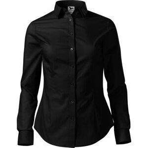 MALFINI® Dámská popelínová košile Style Malfini v projmuté střihu, dlouhý rukáv Barva: Černá, Velikost: XS