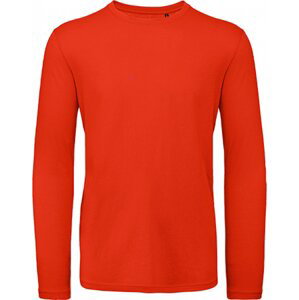 B&C Tričko BC z organické bavlny a s dlouhými rukávy bez nápletů Barva: červená ohnivá, Velikost: 3XL BCTM070