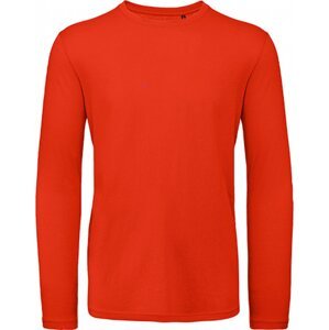 B&C Tričko BC z organické bavlny a s dlouhými rukávy bez nápletů Barva: červená ohnivá, Velikost: XXL BCTM070