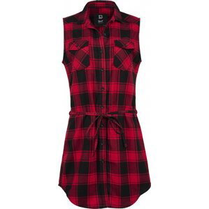 Urban Classics Dámské dlouhé košilové šaty Gracey bez rukávů Barva: Červená - černá, Velikost: 3XL