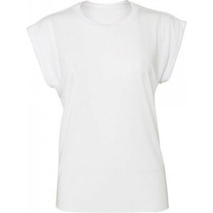 Bella+Canvas Dámské splývavé tričko s delším zadním dílem a ohnutou manžetou na rukávku Barva: Bílá, Velikost: L BL8804