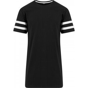 Build Your Brand Bavlněné tričko se dvěmi pruhy na rukávu Barva: černá - bílá, Velikost: 5XL BY032