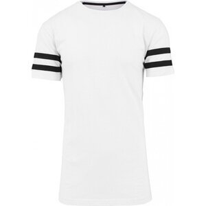 Build Your Brand Bavlněné tričko se dvěmi pruhy na rukávu Barva: bílá - černá, Velikost: 3XL BY032