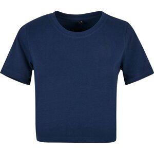 Build Your Brand Dámské crop top tričko do pasu s příměsí elastanu Barva: modrá námořní světlá, Velikost: L BY042