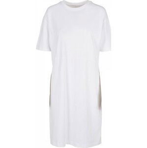 Build Your Brand Organické oversize šaty s rozparkem a spadlými rameny Barva: Bílá, Velikost: S BY181