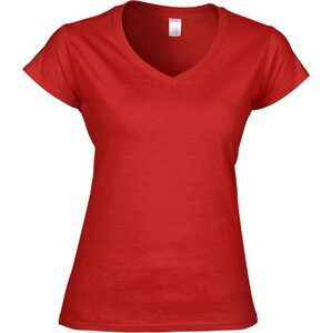 Gildan Měkčené lehčí dámské tričko s výstřihem do véčka Barva: Červená, Velikost: L G64V00L