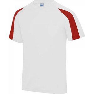 Sportovní tričko Just Cool s kontrastním pruhem na rukávu Barva: bílá - červená, Velikost: S JC003