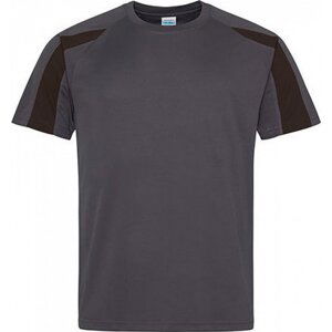 Sportovní tričko Just Cool s kontrastním pruhem na rukávu Barva: šedá uhlová - černá, Velikost: L JC003