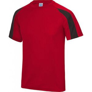 Sportovní tričko Just Cool s kontrastním pruhem na rukávu Barva: Červená - černá, Velikost: S JC003