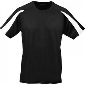 Sportovní tričko Just Cool s kontrastním pruhem na rukávu Barva: černá - bílá, Velikost: M JC003