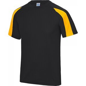 Sportovní tričko Just Cool s kontrastním pruhem na rukávu Barva: černá zlatá, Velikost: M JC003