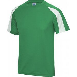 Sportovní tričko Just Cool s kontrastním pruhem na rukávu Barva: zelená výrazná - bílá, Velikost: L JC003