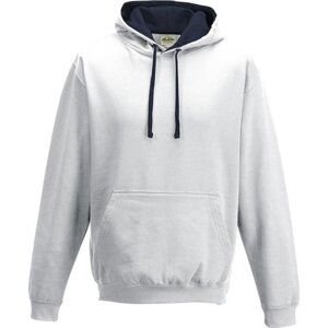 Just Hoods Unisex týmová kontrastní klokánka s kapucí Barva: bílá - modrá námořní, Velikost: S JH003