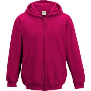 Just Hoods Dětská zipová mikina s dvojitou kapucí a česaným fleecem zevnitř Barva: růžová sytá, Velikost: 12/13 (XL) JH050K