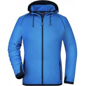 James & Nicholson Dámská sportovní bunda s kapucí s rukávy s otvorem na palec Barva: modrá azurová - modrá námořní, Velikost: S JN570