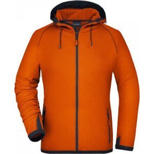 James & Nicholson Dámská sportovní bunda s kapucí s rukávy s otvorem na palec Barva: oranžová tmavá - šedá uhlová, Velikost: M JN570