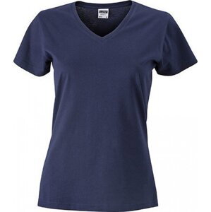 James & Nicholson Dámské bavlněné slim-fit tričko do véčka Barva: modrá námořní, Velikost: L JN972