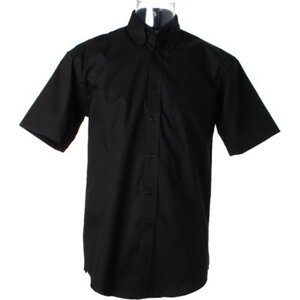Kustom Kit Pánská prémiová oxford košile s krátkým rukávem v klasickém střihu Barva: Černá, Velikost: 37 (S/14H) K109