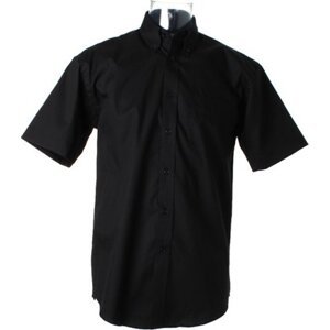 Kustom Kit Pánská prémiová oxford košile s krátkým rukávem v klasickém střihu Barva: Černá, Velikost: 45/46 (18) K109