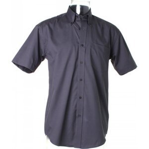 Kustom Kit Pánská prémiová oxford košile s krátkým rukávem v klasickém střihu Barva: šedá uhlová, Velikost: 37 (S/14H) K109