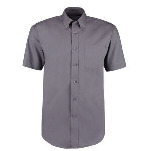 Kustom Kit Pánská prémiová oxford košile s krátkým rukávem v klasickém střihu Barva: šedá uhlová, Velikost: 58/59 (7XL/23) K109