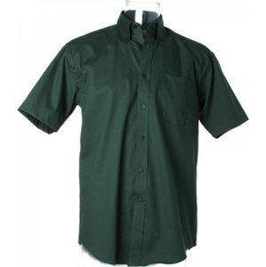Kustom Kit Pánská prémiová oxford košile s krátkým rukávem v klasickém střihu Barva: Zelená lahvová, Velikost: 38 (15) K109