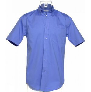 Kustom Kit Pánská prémiová oxford košile s krátkým rukávem v klasickém střihu Barva: Modrá střední, Velikost: 37 (S/14H) K109